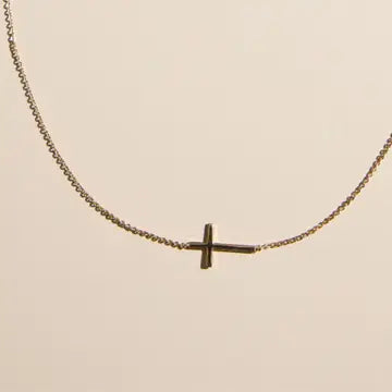 Gold Sideways Cross Neckalce