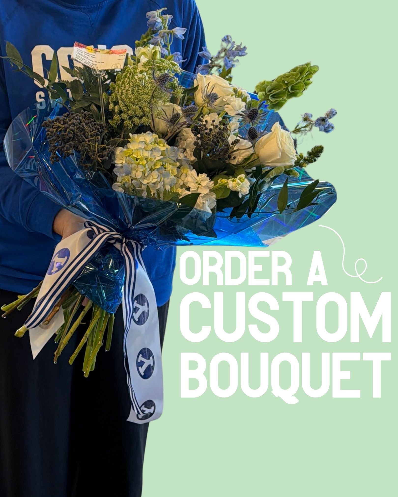 BYU wrapped bouquet