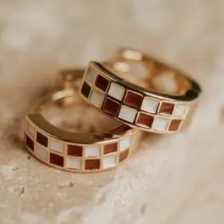 Brown a& White Checkered Hoops